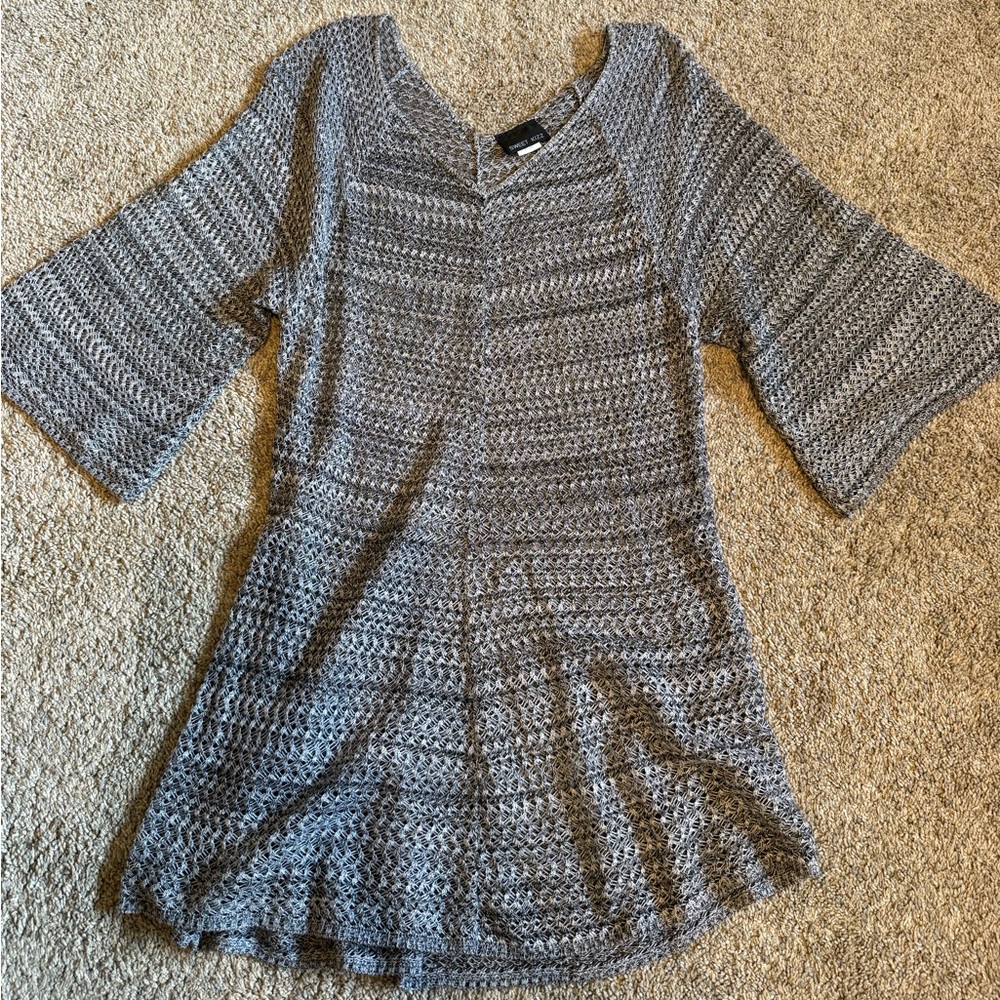 Gray Knit Mesh Top